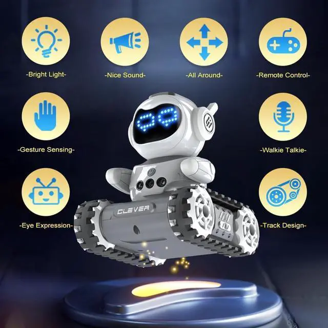 Alt view image 2 of 7 - Remote Control Robot with LED and Music,Rechargeable Walkie Talkie Robot Toys for Kids, Auto-Demonstration Robot with Gesture Sensing,Birthday Gifts for Children.