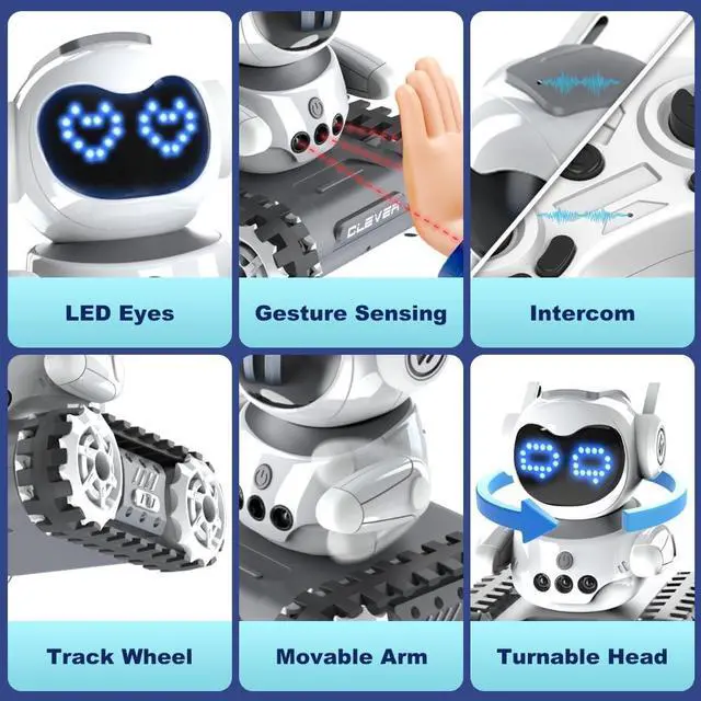 Alt view image 4 of 7 - Remote Control Robot with LED and Music,Rechargeable Walkie Talkie Robot Toys for Kids, Auto-Demonstration Robot with Gesture Sensing,Birthday Gifts for Children.