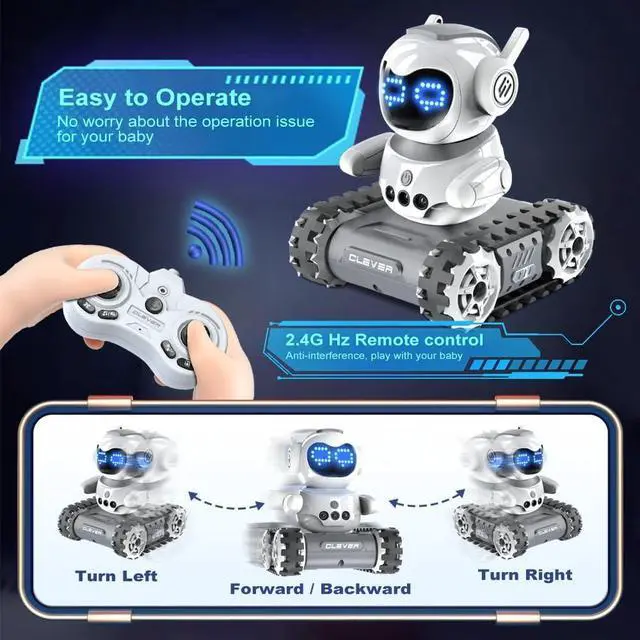 Alt view image 5 of 7 - Remote Control Robot with LED and Music,Rechargeable Walkie Talkie Robot Toys for Kids, Auto-Demonstration Robot with Gesture Sensing,Birthday Gifts for Children.