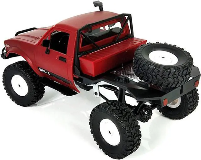 Alt view image 2 of 7 - YIKESHU RC Truck Remote Control Rock Crawler Off-Road Racing Vehicles 1:16 2.4G 2CH 4WD Offroad RC Crawler Kids Toy Climb Semi Truck RTR Trailer LED Lights Red (WPL-C14)
