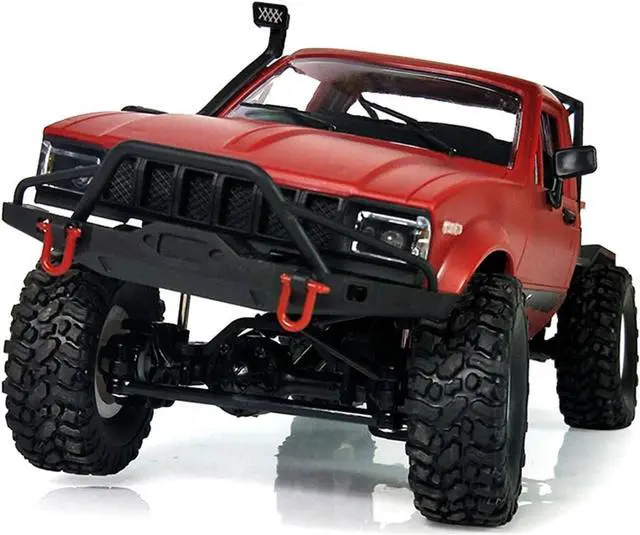 Alt view image 3 of 7 - YIKESHU RC Truck Remote Control Rock Crawler Off-Road Racing Vehicles 1:16 2.4G 2CH 4WD Offroad RC Crawler Kids Toy Climb Semi Truck RTR Trailer LED Lights Red (WPL-C14)