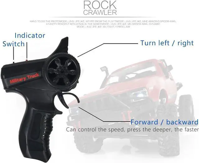 Alt view image 6 of 7 - YIKESHU RC Truck Remote Control Rock Crawler Off-Road Racing Vehicles 1:16 2.4G 2CH 4WD Offroad RC Crawler Kids Toy Climb Semi Truck RTR Trailer LED Lights Red (WPL-C14)