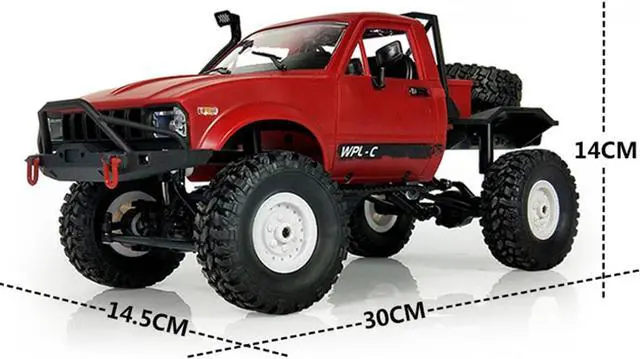 Alt view image 7 of 7 - YIKESHU RC Truck Remote Control Rock Crawler Off-Road Racing Vehicles 1:16 2.4G 2CH 4WD Offroad RC Crawler Kids Toy Climb Semi Truck RTR Trailer LED Lights Red (WPL-C14)
