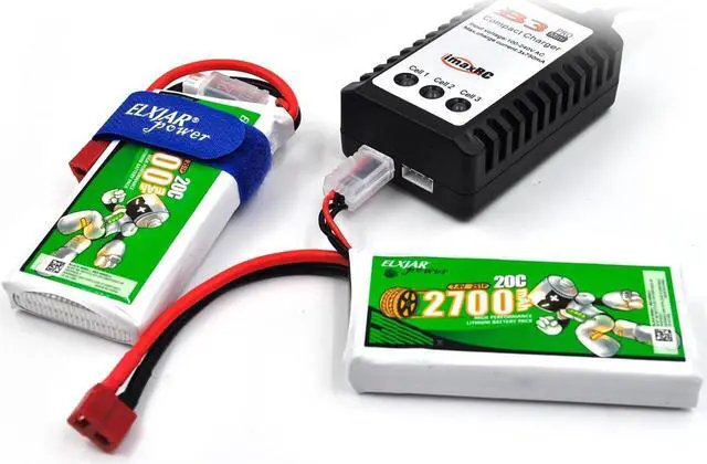 Alt view image 3 of 6 - (2-Pack) 7.4V 2700mAh 20C Li-Po Battery Replacement for WLTOYS 12428 RC Car 1/12, Deans-T Plug with 2S Balance Charger