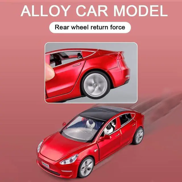 Alt view image 3 of 5 - Diecast Toy Car Model 3 Car Model,Zinc Alloy Simulation Casting car Model Pull Back Vehicles,1:32 Scale Mini Vehicles Toys with Lights and Music for Toddlers Kids Children Birthday Gift (Red)