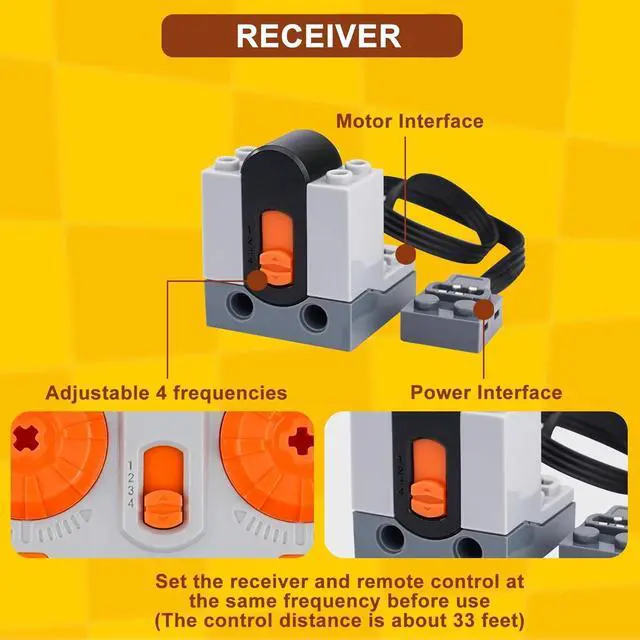 Alt view image 6 of 7 - 7-in-1 Motor Kit Compatible with Lego Technic - Science and Technology Power Function Kit with Motor Remote Receiver Battery Box Extension Wires