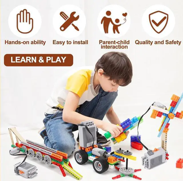 Alt view image 7 of 7 - 7-in-1 Motor Kit Compatible with Lego Technic - Science and Technology Power Function Kit with Motor Remote Receiver Battery Box Extension Wires
