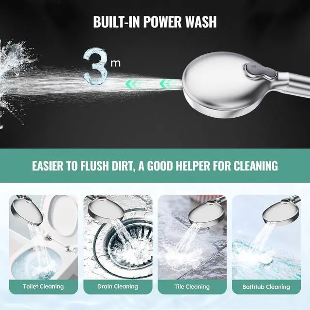 Alt view image 5 of 7 - Filtered Shower Head with Handheld, High Pressure 9 Spray Mode Chrome Showerhead with Filters,detachable shower head,Water Softener Filters Beads for Hard Water -Remove Chlorine