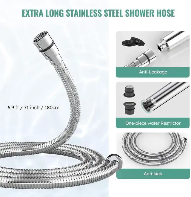 Alt view image 7 of 7 - Filtered Shower Head with Handheld, High Pressure 9 Spray Mode Chrome Showerhead with Filters,detachable shower head,Water Softener Filters Beads for Hard Water -Remove Chlorine