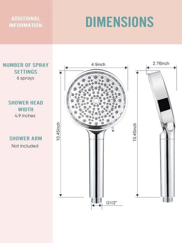 Alt view image 2 of 7 - Cobbe Filtered Shower Head with Handheld, High Pressure 6 Spray Mode Showerhead with Filters, Water Softener Filters Beads for Hard Water - Remove Chlorine - Reduces Dry Itchy Skin, Chrome