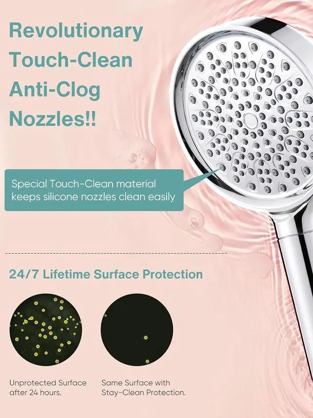 Alt view image 7 of 7 - Cobbe Filtered Shower Head with Handheld, High Pressure 6 Spray Mode Showerhead with Filters, Water Softener Filters Beads for Hard Water - Remove Chlorine - Reduces Dry Itchy Skin, Chrome