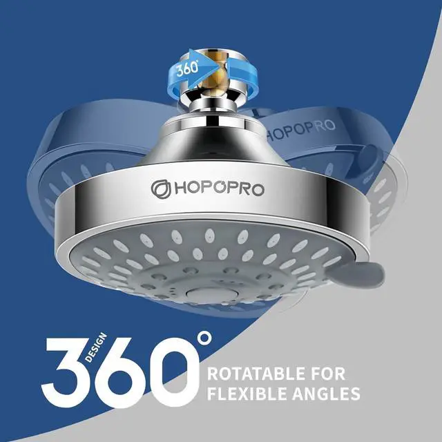 Alt view image 3 of 7 - HOPOPRO High Pressure Shower-NBC News Recommended- Luxury Modern Chrome Look- 5 Modes Head 4.1 Inch-2 PCS High Flow Fixed Showerheads - Bathroom Shower Head Replacement Tool-free Installation