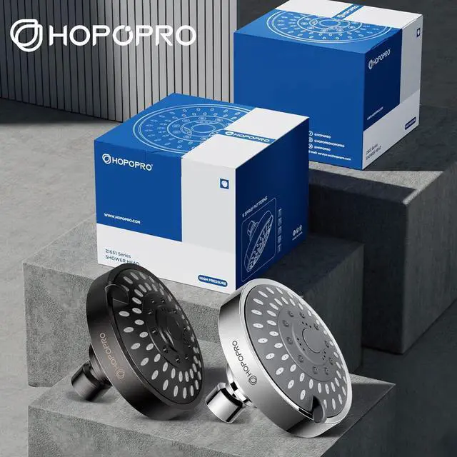 Alt view image 5 of 7 - HOPOPRO High Pressure Shower-NBC News Recommended- Luxury Modern Chrome Look- 5 Modes Head 4.1 Inch-2 PCS High Flow Fixed Showerheads - Bathroom Shower Head Replacement Tool-free Installation