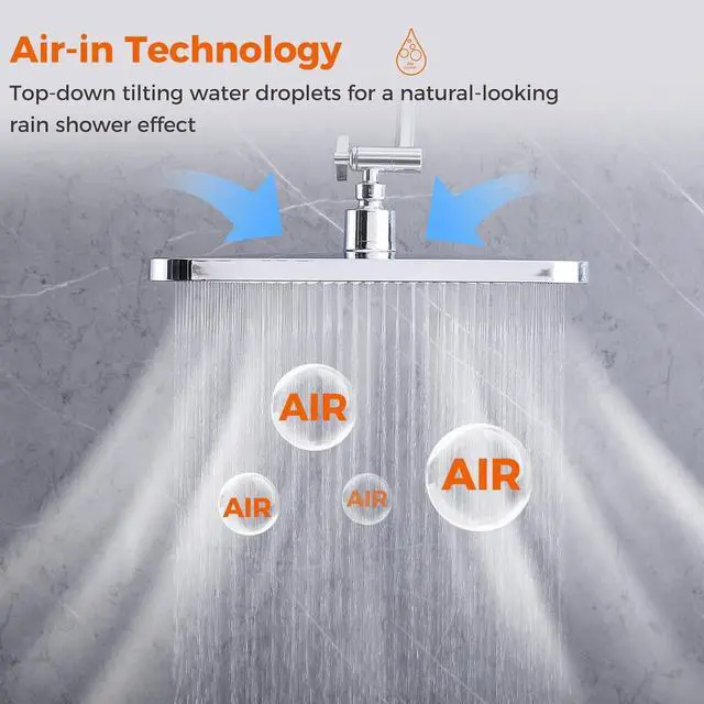 Alt view image 6 of 7 - 10 inch Rainfall Shower Head Combo Stainless Steel, THE FIRST WATERFALL mode, 10 Inch Rain Shower Head with Handheld 6 Spray Modes High Pressure, Overhead Shower Adjustable Extension Arm,Chrome