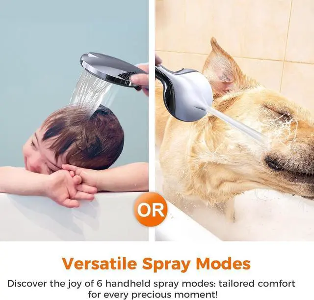 Alt view image 5 of 7 - 10 inch Rainfall Shower Head Combo Stainless Steel, THE FIRST WATERFALL mode, 10 Inch Rain Shower Head with Handheld 6 Spray Modes High Pressure, Overhead Shower Adjustable Extension Arm,Chrome