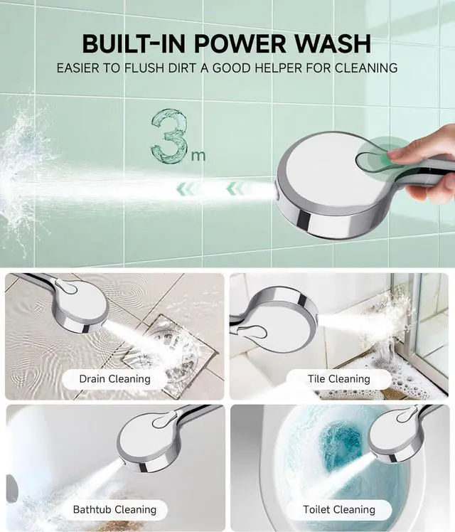 Alt view image 4 of 7 - Filtered Shower Head with Handheld 9-Spray Setting Detachable Showerhead with Filters Shower Head for Hard Water - Filtered Chlorine Improve Skin and Hair Texture Chrome
