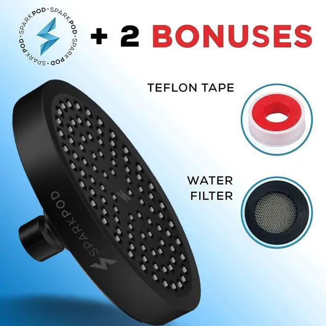 Alt view image 7 of 7 - SparkPod Shower Head - High Pressure Rain - Premium Quality Luxury Design - 1-Min Install - Easy Clean Adjustable Replacement for Your Bathroom Shower Heads (Midnight Black Matte, 6 Inch Round)