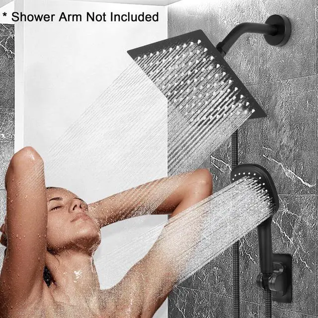 Alt view image 6 of 6 - NearMoon Shower Head with Hose, High Pressure Stainless Steel Rain Shower and 3 Settings Handheld Spray Combo with Push Button Flow Control (8 Inch Showerhead Set, Matte Black)