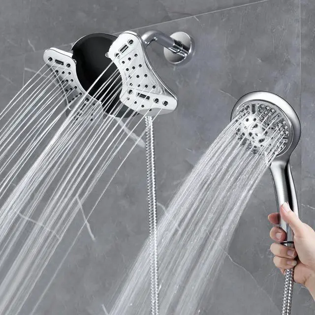 Alt view image 2 of 6 - GRICH 2.5GPM Shower Head with Handheld Spray Combo: 2 in 1 Rainfall Shower Heads high pressure & Handheld Shower Head, 9 Spray Modes/Settings Detachable Shower Head with 60 Inch Hose