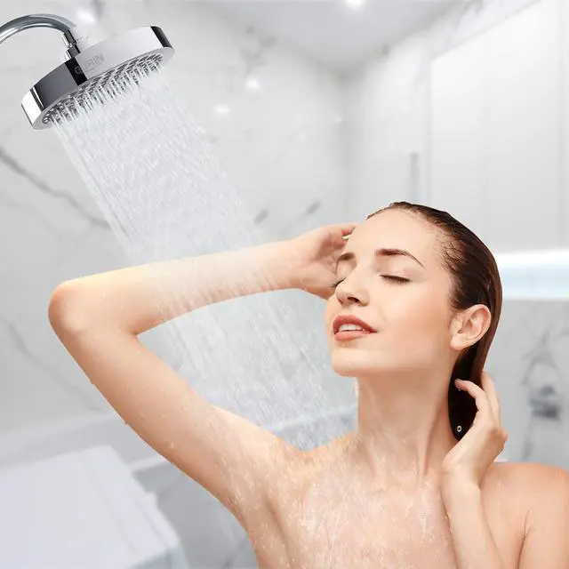 Alt view image 2 of 7 - GURIN Shower Head High Pressure Rain, Luxury Bathroom Showerhead with Chrome Plated Finish, Adjustable Angles, Anti-Clogging Silicone Nozzles (2.5 GPM)