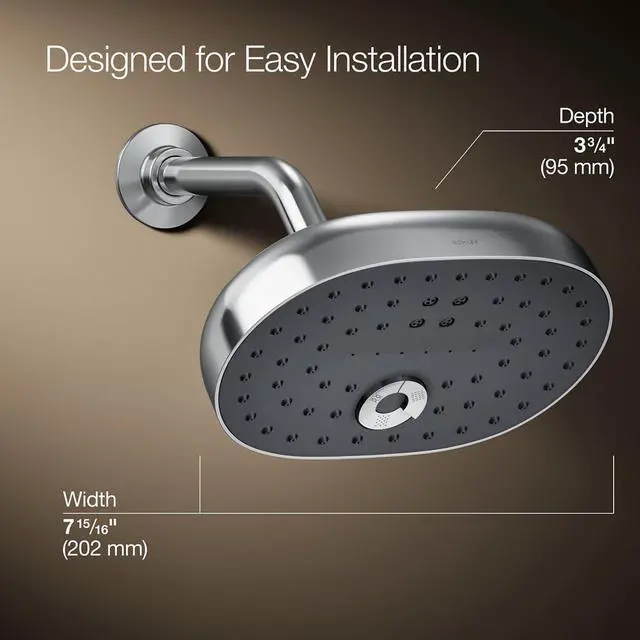 Alt view image 3 of 7 - KOHLER 26290-CP Statement Three-Function SHOWERHEAD, Maximum Spray Performance with Mode Selector Buttons, Polished Chrome, 2.5 GPM