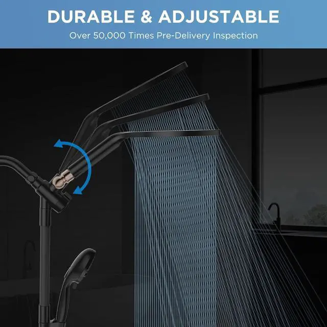 Alt view image 2 of 6 - MakeFit Dual Handheld Shower Head Combo, 2-in-1 Rain Shower Heads System 8 Inch Rainfall Shower Head and 10 Modes High Pressure Hand Held Showerhead with Built-in Power Wash