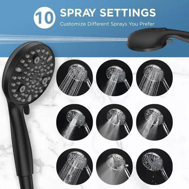 Alt view image 6 of 6 - MakeFit Dual Handheld Shower Head Combo, 2-in-1 Rain Shower Heads System 8 Inch Rainfall Shower Head and 10 Modes High Pressure Hand Held Showerhead with Built-in Power Wash