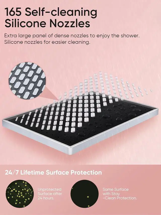 Alt view image 4 of 7 - Cobbe 11.8 Inch Rain Shower Head with Handheld - Adjustable Dual Shower Heads with 6 Modes Handheld Spray Combo - Wide Rainfall Showerhead with Hose, Bathroom Accessories - Chrome