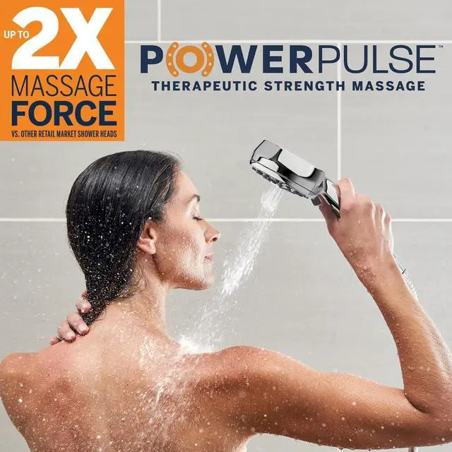 Alt view image 4 of 7 - High Pressure Hand Held Shower Head With Hose PowerPulse Massage 7-Mode Chrome XPB-763ME