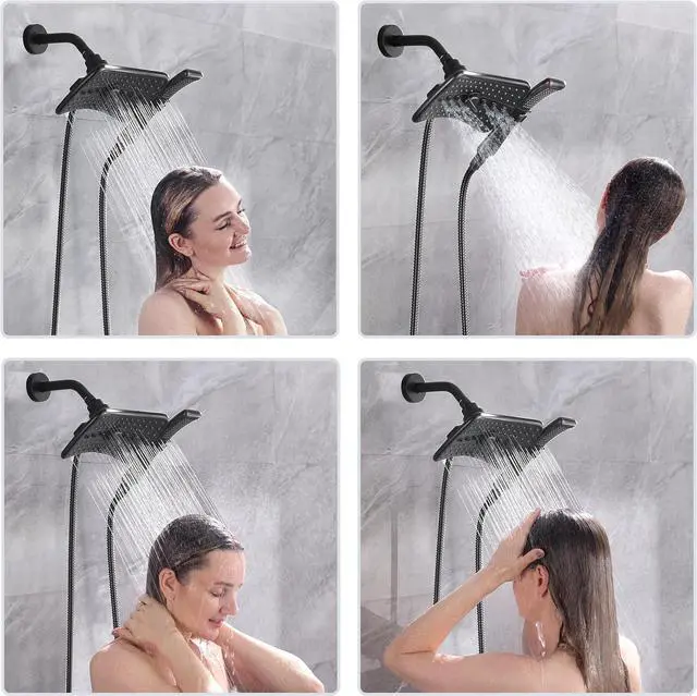 Alt view image 3 of 7 - BRIGHT SHOWERS Four Spray Settings Shower Head Set Oil Rubbed Bronze and Black Finishing with 60" Long Stainless Steel Shower Hose