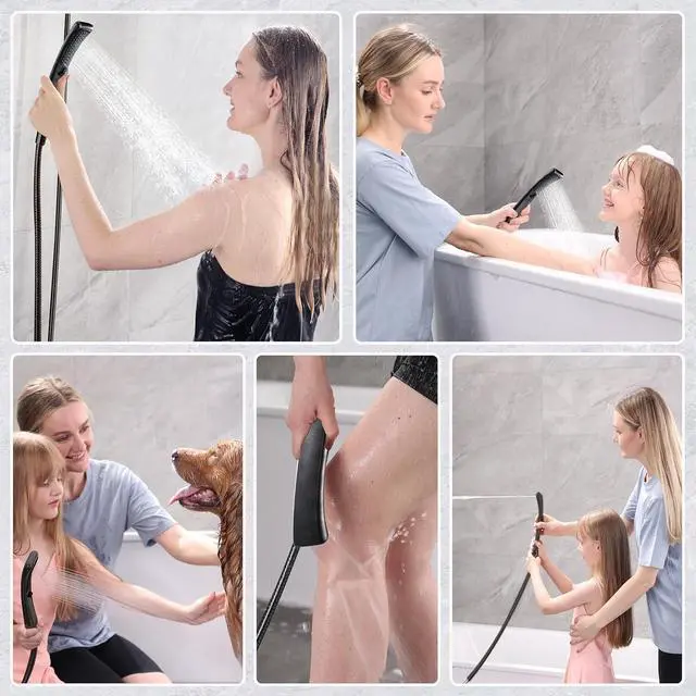 Alt view image 4 of 7 - BRIGHT SHOWERS Four Spray Settings Shower Head Set Oil Rubbed Bronze and Black Finishing with 60" Long Stainless Steel Shower Hose