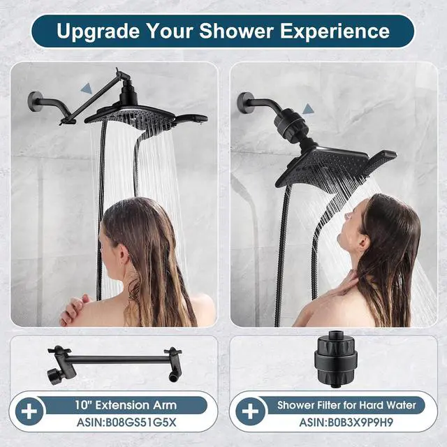 Alt view image 5 of 7 - BRIGHT SHOWERS Four Spray Settings Shower Head Set Oil Rubbed Bronze and Black Finishing with 60" Long Stainless Steel Shower Hose