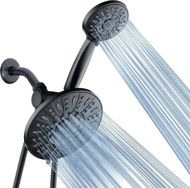 Main image of AquaDance 7" Premium High Pressure 3-Way Rainfall Combo for The Best of Both Worlds - Enjoy Luxurious Rain Showerhead and 6-Setting Hand Held Shower Separately or Together - Matte Black Finish