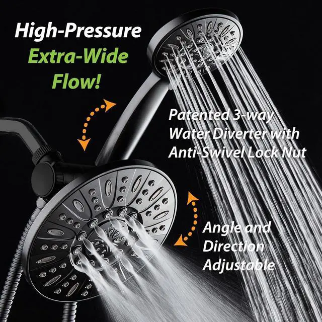 Alt view image 4 of 6 - AquaDance 7" Premium High Pressure 3-Way Rainfall Combo for The Best of Both Worlds - Enjoy Luxurious Rain Showerhead and 6-Setting Hand Held Shower Separately or Together - Matte Black Finish