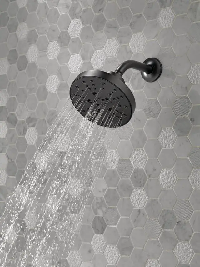 Alt view image 2 of 6 - Delta 52668-BL UniversalShoweringComponents H2Okinetic 5-Setting Raincan Shower Head, Matte Black