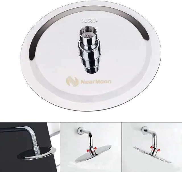 Alt view image 4 of 6 - NearMoon Rain Shower Head, Ultra-Thin Design-Pressure Boosting, Awesome Some Experience, High Flow Stainless Steel Rainfall Head (8 Inch,Chrome Finish)