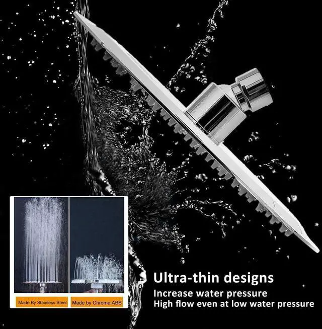 Alt view image 6 of 6 - NearMoon Rain Shower Head, Ultra-Thin Design-Pressure Boosting, Awesome Some Experience, High Flow Stainless Steel Rainfall Head (8 Inch,Chrome Finish)