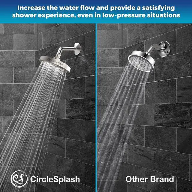 Alt view image 4 of 6 - High Pressure Shower Head - Anti-Clogging Silicone Nozzles - 2.5 GPM Removable Restrictor - Easy to Clean Adjustable Replacement - easy to install with Plumbers Tape - 6 inch - Brushed Nickel Finish