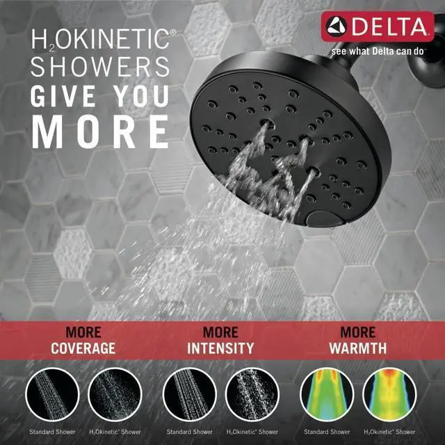 Alt view image 5 of 6 - Delta 52668-BL UniversalShoweringComponents H2Okinetic 5-Setting Raincan Shower Head, Matte Black