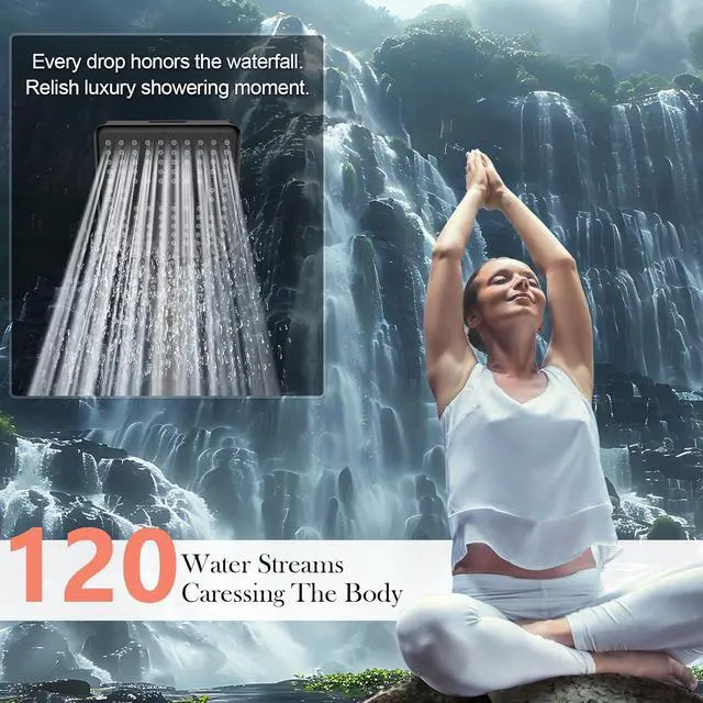 Alt view image 2 of 6 - Filtered Shower Head with Handheld Matte Black - High Pressure 6 Modes, 120 Anti-clog Nozzles, Detachable Showerhead with Hard Water Filters, Extra Long 6ft Hose, Power Wash Mode for Bathroom