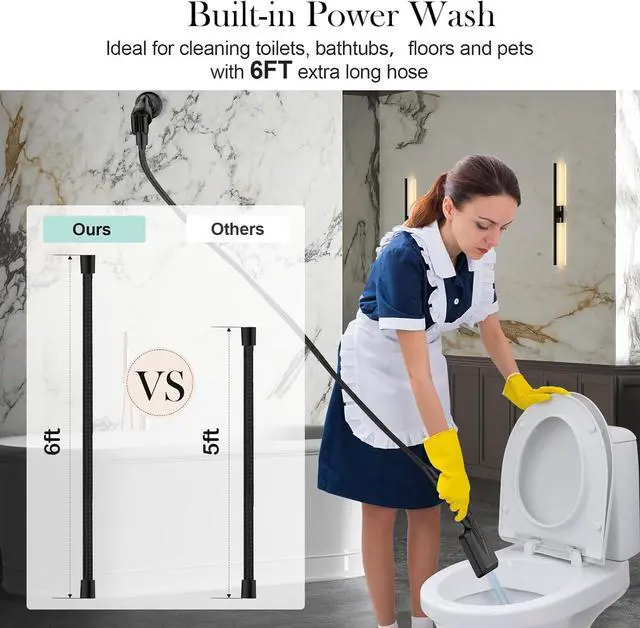 Alt view image 6 of 6 - Filtered Shower Head with Handheld Matte Black - High Pressure 6 Modes, 120 Anti-clog Nozzles, Detachable Showerhead with Hard Water Filters, Extra Long 6ft Hose, Power Wash Mode for Bathroom