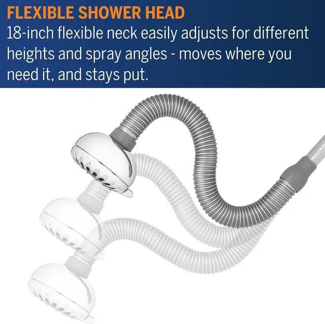 Alt view image 3 of 6 - Waterpik PowerPulse Flexible Neck Shower Head Adjustable Shower Head for All Heights, Chrome 7-Mode XPP-703E