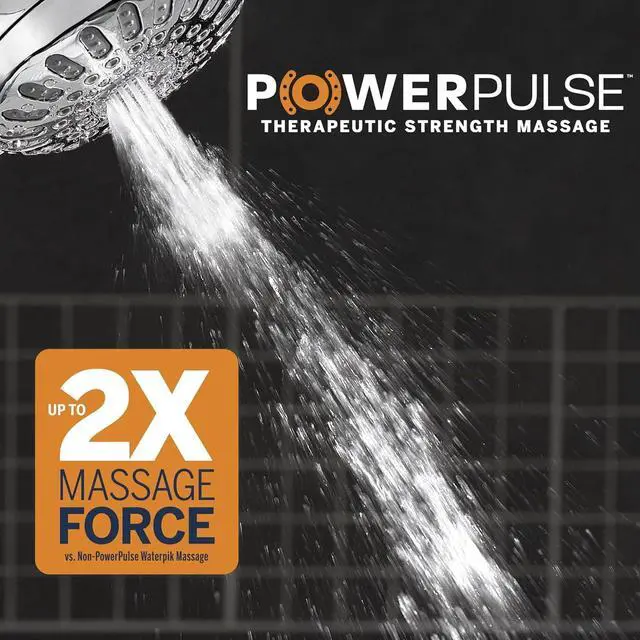 Alt view image 4 of 6 - Waterpik PowerPulse Flexible Neck Shower Head Adjustable Shower Head for All Heights, Chrome 7-Mode XPP-703E