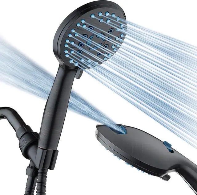 Main image of Hotel Spa AquaCare High Pressure 8-mode Handheld Shower Head - Anti-clog Nozzles, Built-in Power Wash to Clean Tub, Tile & Pets, Extra Long 6 ft. Stainless Steel Hose, Wall & Overhead Brackets