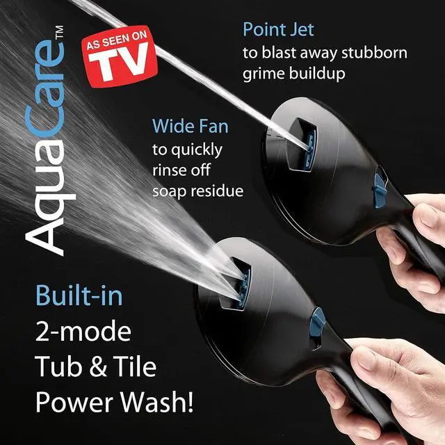 Alt view image 7 of 7 - Hotel Spa AquaCare High Pressure 8-mode Handheld Shower Head - Anti-clog Nozzles, Built-in Power Wash to Clean Tub, Tile & Pets, Extra Long 6 ft. Stainless Steel Hose, Wall & Overhead Brackets