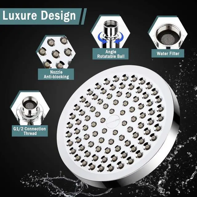 Alt view image 4 of 7 - Taiker Filtered Shower Head, High Pressure Rainfall Shower Head/Handheld Shower Filter Combo, Luxury Modern Chrome Plated with 60'' Hose Anti-leak with Holder (Silver)