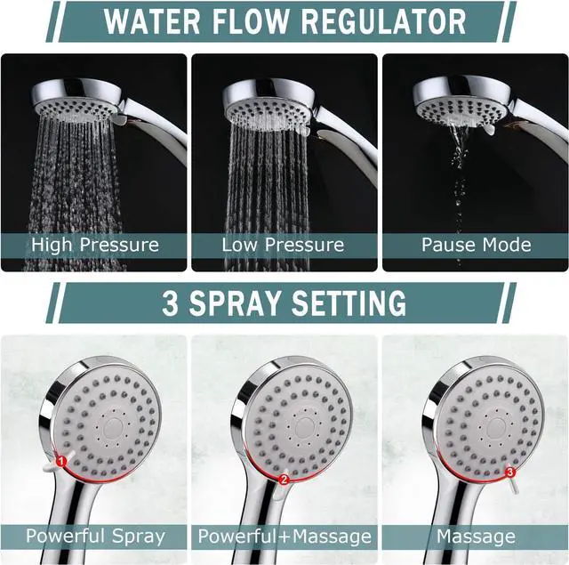 Alt view image 5 of 7 - Taiker Filtered Shower Head, High Pressure Rainfall Shower Head/Handheld Shower Filter Combo, Luxury Modern Chrome Plated with 60'' Hose Anti-leak with Holder (Silver)
