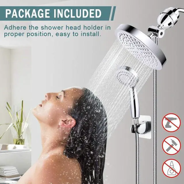 Alt view image 6 of 7 - Taiker Filtered Shower Head, High Pressure Rainfall Shower Head/Handheld Shower Filter Combo, Luxury Modern Chrome Plated with 60'' Hose Anti-leak with Holder (Silver)