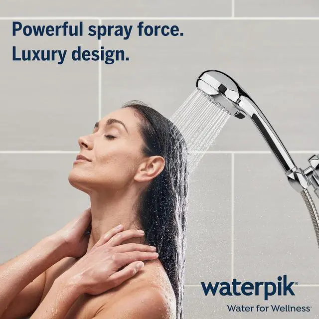 Alt view image 5 of 7 - Waterpik High Pressure Hand Held Shower Head With Hose, PowerPulse Massage 6-Mode, Chrome XAL-643ME