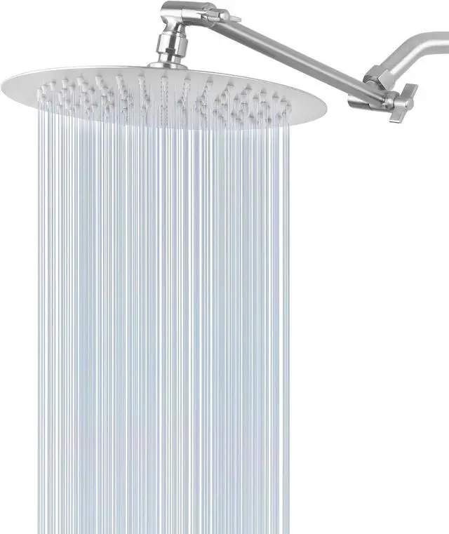 Main image of NearMoon Rain Shower Head with 11'' Adjustable Arm, High Pressure Stainless Steel Rainfall Shower, Ultra-Thin Design - Pressure Boosting (10 Inch, Nickel)